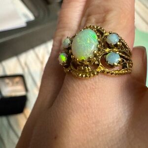 Antique 14k gold opal ring size 7